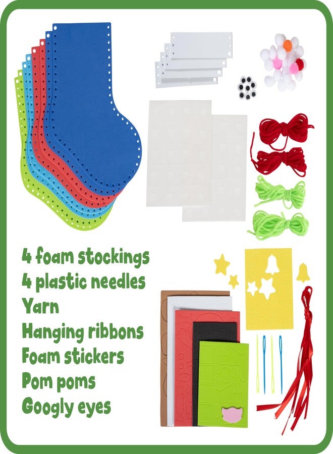 Ready 2 Learn Create Your Own Christmas Stockings | Foam | Set of 4 | Christmas Tree Ornaments | Holiday Decorations for Home | All Materials Included - Image 3